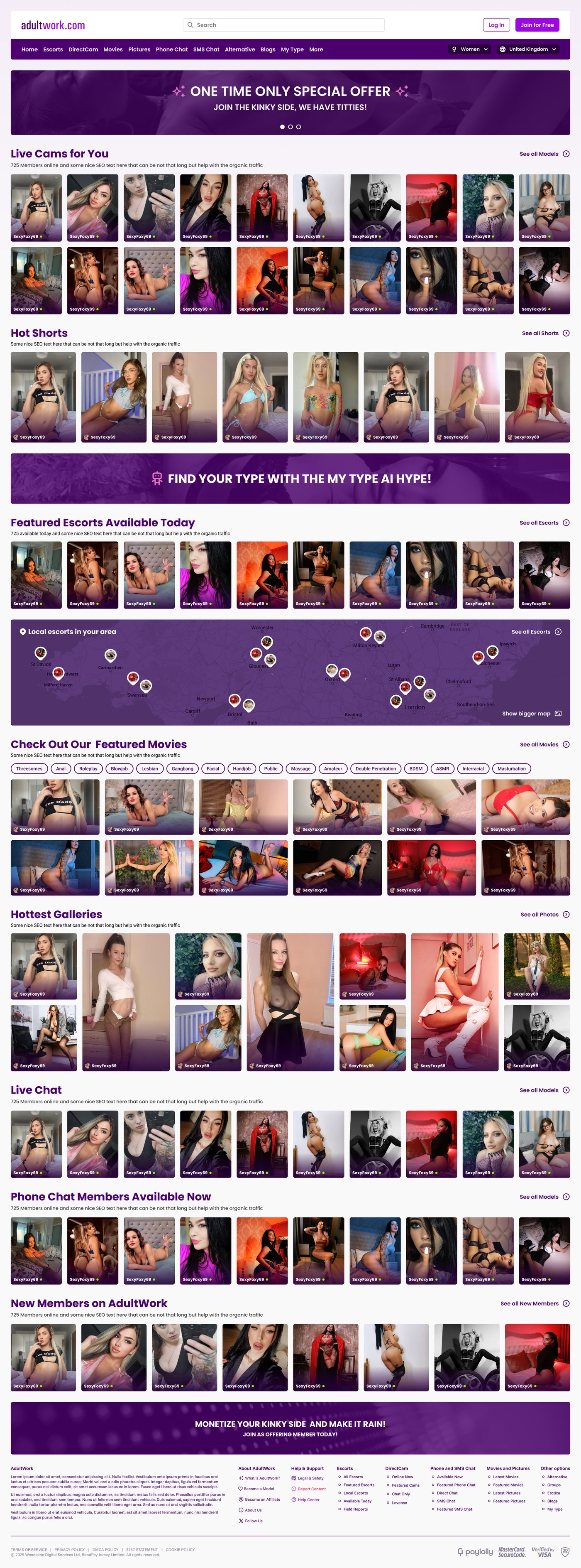 AdultWork facelift homepage